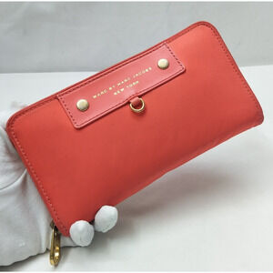 Marc By Marc Jacobs Hot Pink Nylon Zip Around Credit Card Long Wallet